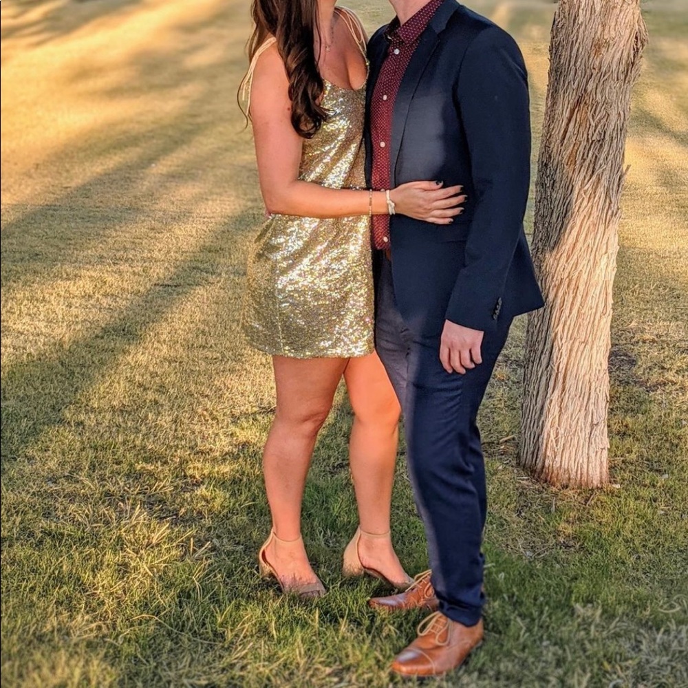 Urban outfitters gold sequin party dress